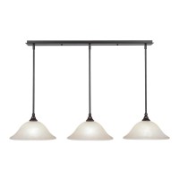 3 Light Linear Pendalier With Hang Straight Swivels Shown In Dark Granite Finish With 12 Amber Marble Glass