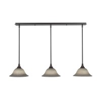 3 Light Linear Pendalier With Hang Straight Swivels Shown In Dark Granite Finish With 10 Gray Linen Glass