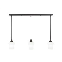 3 Light Linear Pendalier With Hang Straight Swivels Shown In Dark Granite Finish With 5.5 Zilo White Linen Glass