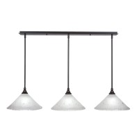 3 Light Linear Pendalier With Hang Straight Swivels Shown In Dark Granite Finish With 12 Frosted Crystal Glass