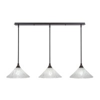 3 Light Linear Pendalier With Hang Straight Swivels Shown In Dark Granite Finish With 12 Italian Ice Glass