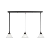 3 Light Linear Pendalier With Hang Straight Swivels Shown In Dark Granite Finish With 7 Gold Ice Glass