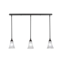 3 Light Linear Pendalier With Hang Straight Swivels Shown In Dark Granite Finish With 5.5 Frosted Crystal Glass