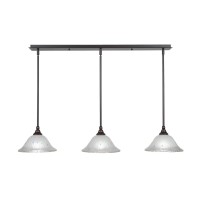 3 Light Linear Pendalier With Hang Straight Swivels Shown In Dark Granite Finish With 10 Frosted Crystal Glass