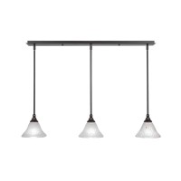 3 Light Linear Pendalier With Hang Straight Swivels Shown In Dark Granite Finish With 7 Frosted Crystal Glass