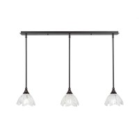 3 Light Linear Pendalier With Hang Straight Swivels Shown In Dark Granite Finish With 7 Italian Ice Glass