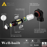 Alla Lighting Premium H10 9145 Led Fog Lights Bulbs 9140 9155 Upgrade, 6000K Xenon White Py20D Base Extremely Super Bright 12V Led Lamps Replacement