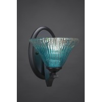 Zilo Wall Sconce Shown In Matte Black Finish With 7 Teal Crystal Glass