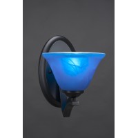 Zilo Wall Sconce Shown In Matte Black Finish With 7 Blue Italian Glass