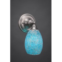 Wall Sconce Shown In Brushed Nickel Finish With 5 Turquoise Fusion Glass