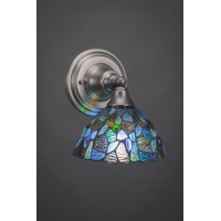 Wall Sconce Shown In Brushed Nickel Finish With 7 Blue Mosaic Art Glass