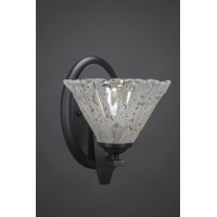 Zilo Wall Sconce Shown In Matte Black Finish With 7 Italian Ice Glass