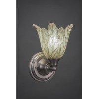 Wall Sconce Shown In Brushed Nickel Finish With 7 Vanilla Leaf Glass