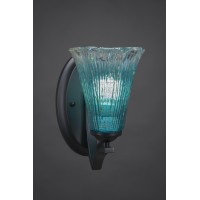 Zilo Wall Sconce Shown In Matte Black Finish With 5.5 Teal Crystal Glass