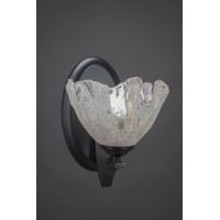 Zilo Wall Sconce Shown In Matte Black Finish With 7 Italian Ice Glass