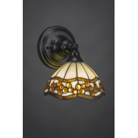 Wall Sconce Shown In Matte Black Finish With 7 Roman Jewel Art Glass