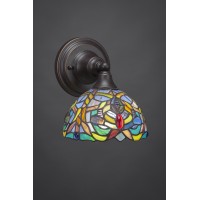 Wall Sconce Shown In Dark Granite Finish With 7 Kaleidoscope Art Glass