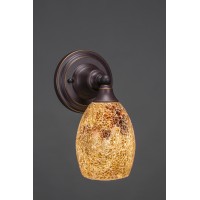 Wall Sconce Shown In Dark Granite Finish With 5 Gold Fusion Glass