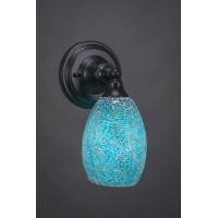 Wall Sconce Shown In Matte Black Finish With 5 Turquoise Fusion Glass