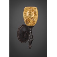 Elegante Wall Sconce Shown In Dark Granite Finish With 5 Gold Fusion Glass