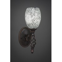 Elegante Wall Sconce Shown In Dark Granite Finish With 5 Black Fusion Glass