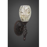 Elegante Wall Sconce Shown In Dark Granite Finish With 5 Natural Fusion Glass