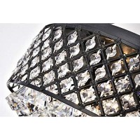 Edvivi Round Semi Flush Mount Crystal Chandelier, 4 Lights Glam Lighting Fixture With Antique Black Finish, Crystal Encrusted Drum Shade, Bedroom, Living Room, Girls Room, Closet