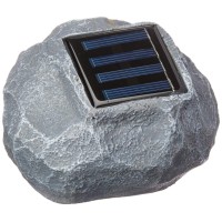 Light the way in your garden or yard while keeping a natural look with this Solar Powered LED Garden Rock Light featuring a realistic grey resin rock with a super bright round LED light embedded inside and a solar panel on top Onoff button and battery com