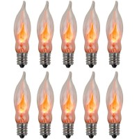 Creative Hobbies A101 Flicker Flame Light Bulb -3 Watt, 130 Volt, E12 Candelabra Base, Flame Shaped, Nickel Plated Base,- Dances With A Flickering Orange Glow -Wholesale Box Of 10 Bulbs