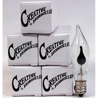 Creative Hobbies A101 Flicker Flame Light Bulb -3 Watt, 130 Volt, E12 Candelabra Base, Flame Shaped, Nickel Plated Base,- Dances With A Flickering Orange Glow -Wholesale Box Of 10 Bulbs