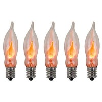 Creative Hobbies� A101 Flicker Flame Light Bulb -3 Watt, 130 Volt, E12 Candelabra Base, Flame Shaped, Nickel Plated Base,- Dances With A Flickering Orange Glow - Box Of 5 Bulbs