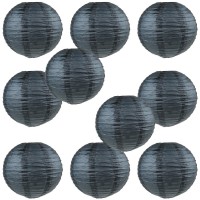 Wyzworks Round Paper Lanterns 10 Pack Black 12 Hanging Paper Lanterns Lamp For Wedding Birthday Party Halloween And H