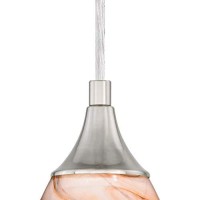 Vaxcel Milano Satin Nickel Mini Pendant Ceiling Light Amber Swirl Glass