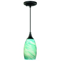 Vaxcel Milano Satin Nickel Mini Pendant Ceiling Light Blue Glass