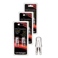 Brite Innovations G9 Halogen Bulb, 60 Watt - 6 Pack - Energy Saving - Dimmable - Soft White 2700K - 120V - Q40, Cl, T4 Jd Type, Clear Light Bulb