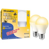 Miracle Led Yellow Bug Light Max Replaces 100W A19 Outdoor Bulb For Porch And Patio 2 Pack 606758