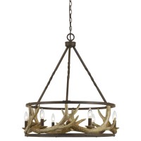 Cal Lighting FX36186 Rustic Six Light Chandelier from Antler collection in Bronze Dark finish 2600 inches Six Light Chandelier from the Antler collection Rustic Six Light Chandelier from Antler collection in Rust finish 2600 inches