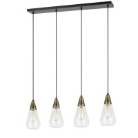 Restoration Four Light Pendant from Ellyn collection in Antique BrassBlack finish 37 25 inches