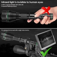 Uniquefire T50 850Nm Ir Illuminator Flashlight Lights For Night Vision,Zoomable Infrared Flashlight Illuminator 3 Modes Memory Function Predator Light,With Fast Replace Torch Head And Pill System