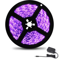 Deep Dream 16.4Ft/5M Waterproof Uv Black Light, Smd 2835 300 Leds, 395Nm-400Nm Blacklight Fixtures Led Strip With 12V Power Supply, Ip65 For Bedroom Dj Glow Party Halloween Resin Curing