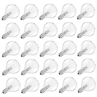 Brightown G40 Replacement Light Bulbs, Clear Globe Bulbs Replacement For Outdoor String Light, E12 Candelabra Base, Incandescent Round Bulbs For Patio Cafe Bistro Decor, 5W 120V, Warm White, 25 Pack