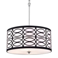 Edvivi Patterned Drum Chandelier, 5 Lights Modern Lighting Fixture With Black And White Finish, Chandelier For Entry, Living, Dining, Bedroom, Closet