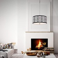 Edvivi Patterned Drum Chandelier, 5 Lights Modern Lighting Fixture With Black And White Finish, Chandelier For Entry, Living, Dining, Bedroom, Closet