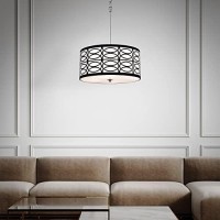 Edvivi Patterned Drum Chandelier, 5 Lights Modern Lighting Fixture With Black And White Finish, Chandelier For Entry, Living, Dining, Bedroom, Closet