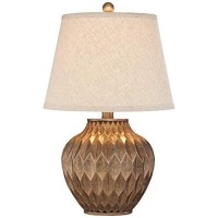 Buckhead Modern Contemporary Accent Table Lamp Warm Bronze Brown Geometric Urn Tapered Drum Shade Decor For Living Room Bedroom House Bedside Nightstand Home Office Family - 360 Lighting