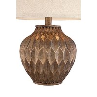 Buckhead Modern Contemporary Accent Table Lamp Warm Bronze Brown Geometric Urn Tapered Drum Shade Decor For Living Room Bedroom House Bedside Nightstand Home Office Family - 360 Lighting