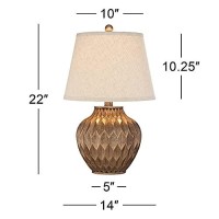 Buckhead Modern Contemporary Accent Table Lamp Warm Bronze Brown Geometric Urn Tapered Drum Shade Decor For Living Room Bedroom House Bedside Nightstand Home Office Family - 360 Lighting