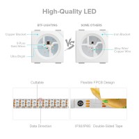 Btf-Lighting Ws2812B Ic Rgb 5050Smd Pure Gold Individual Addressable Led Strip 3.28Ft 144Led 144Led/M Flexible Full Color Ip30 Dc5V For Diy Chasing Color Project(No Adapter Or Controller)