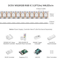 Btf-Lighting Ws2812B Ic Rgb 5050Smd Pure Gold Individual Addressable Led Strip 3.28Ft 144Led 144Led/M Flexible Full Color Ip30 Dc5V For Diy Chasing Color Project(No Adapter Or Controller)