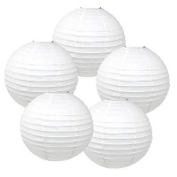 Just Artifacts 12-Inch White Chinese Japanese Paper Lanterns (Set Of 5, White)